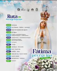 Fátima peregrina visita Venezuela para traer esperanza, paz y alegría a esta tierra llena de gracia.